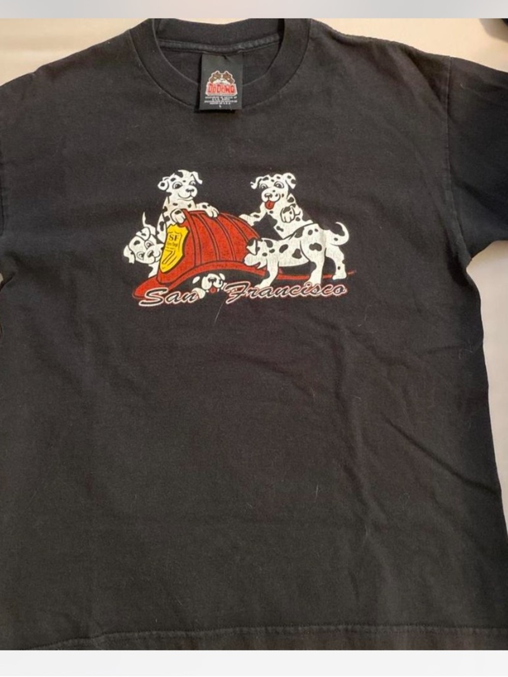 Black San Francisco Dalmatian Dog Graphic T-Shirt Sz S